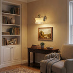 Adorn Metal Glass Wall Sconce Modern LED Bedroom Dining Room Hallway — Beige White