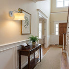 Adorn Metal Glass Wall Sconce Modern LED Bedroom Dining Room Hallway — Beige White