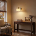 Adorn Metal Glass Wall Sconce Modern LED Bedroom Dining Room Hallway — Beige White