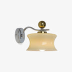Adorn Metal Glass Wall Sconce Modern LED Bedroom Dining Room Hallway — Beige White