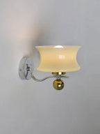 Adorn Metal Glass Wall Sconce Modern LED Bedroom Dining Room Hallway — Beige White