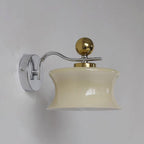 Adorn Metal Glass Wall Sconce Modern LED Bedroom Dining Room Hallway — Beige White