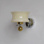 Adorn Metal Glass Wall Sconce Modern LED Bedroom Dining Room Hallway — Beige White