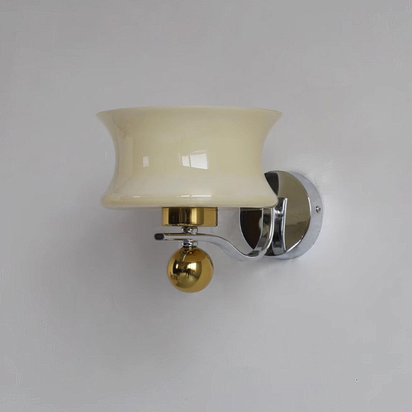 Adorn Metal Glass Wall Sconce Modern LED Bedroom Dining Room Hallway — Beige White