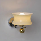 Adorn Metal Glass Wall Sconce Modern LED Bedroom Dining Room Hallway — Beige White