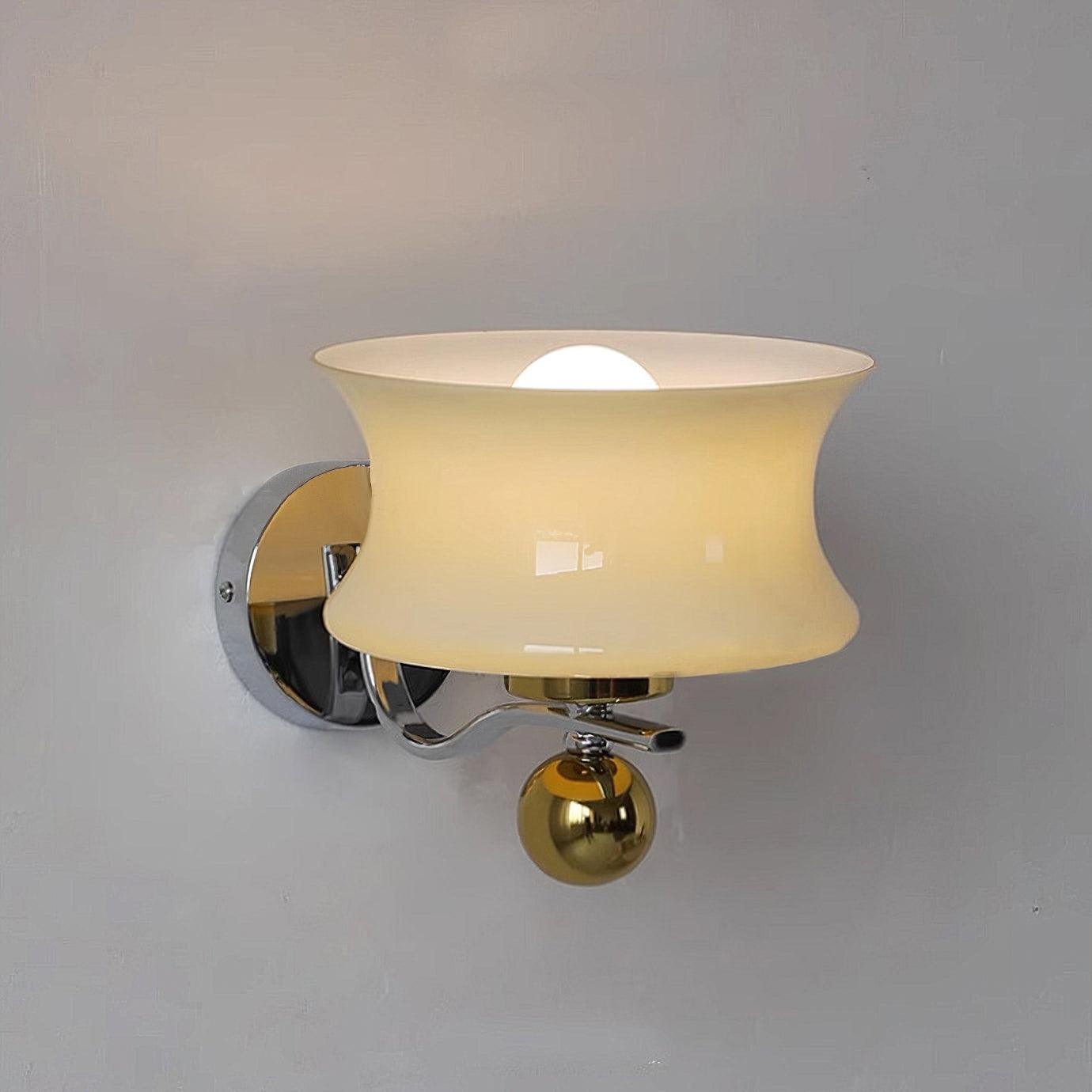 Adorn Metal Glass Wall Sconce Modern LED Bedroom Dining Room Hallway — Beige White
