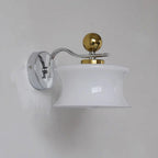 Adorn Metal Glass Wall Sconce Modern LED Bedroom Dining Room Hallway — Beige White