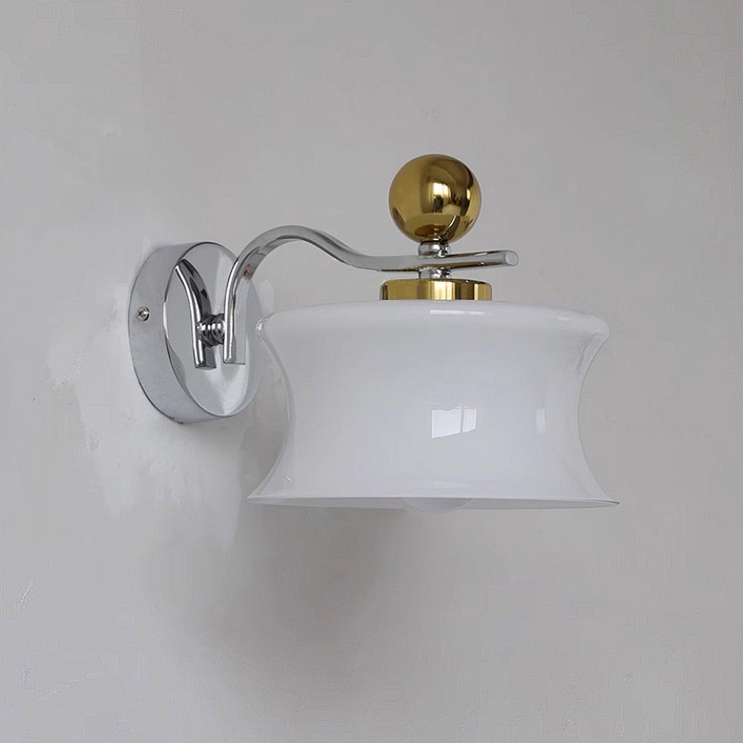 Adorn Metal Glass Wall Sconce Modern LED Bedroom Dining Room Hallway — Beige White