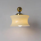 Adorn Metal Glass Wall Sconce Modern LED Bedroom Dining Room Hallway — Beige White