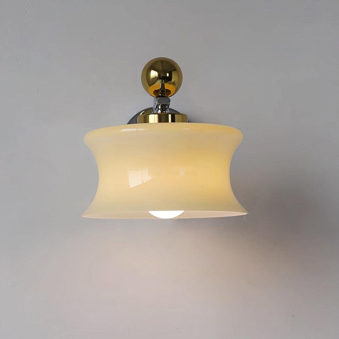 Adorn Metal Glass Wall Sconce Modern LED Bedroom Dining Room Hallway — Beige White