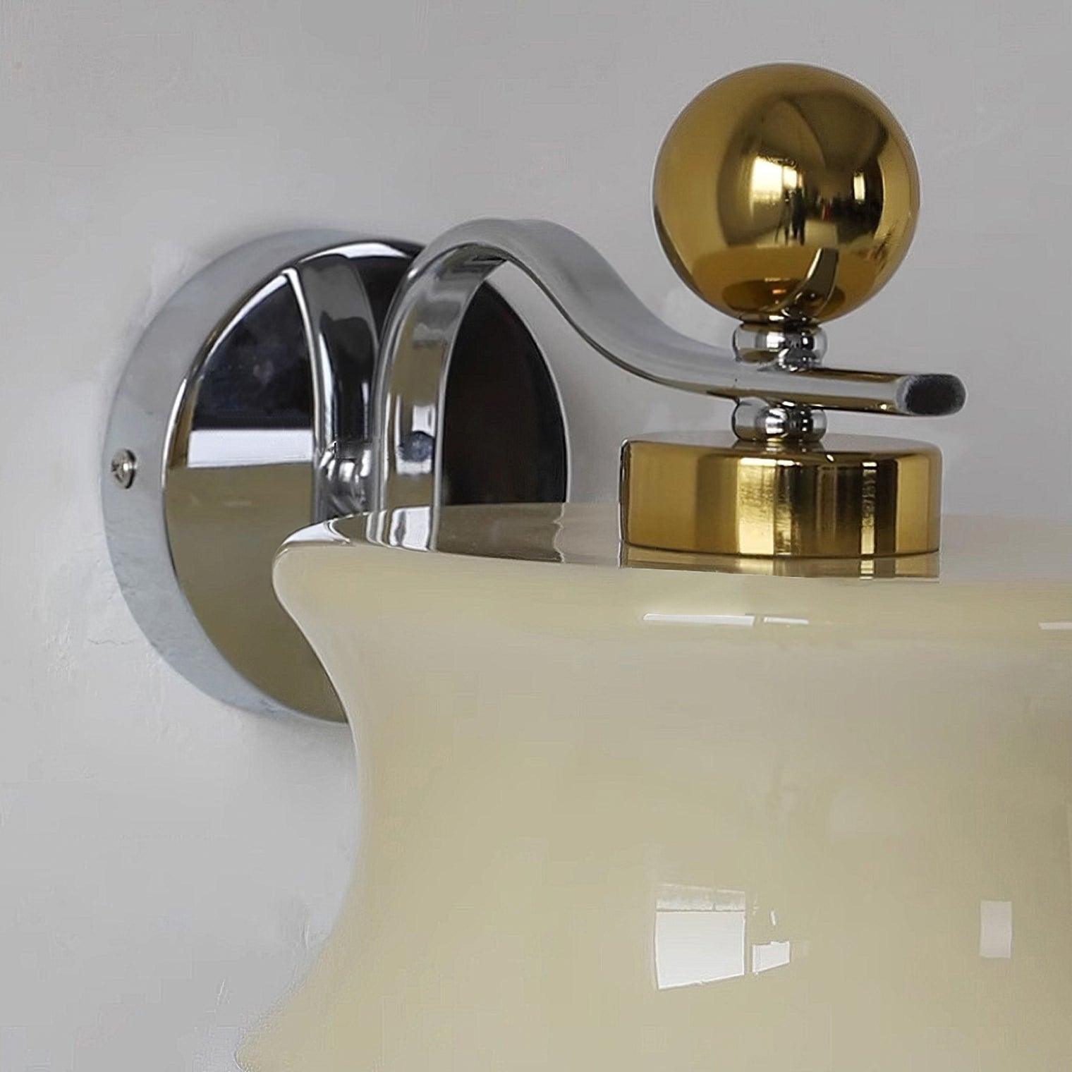 Adorn Metal Glass Wall Sconce Modern LED Bedroom Dining Room Hallway — Beige White