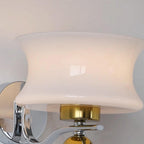 Adorn Metal Glass Wall Sconce Modern LED Bedroom Dining Room Hallway — Beige White