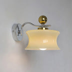 Adorn Metal Glass Wall Sconce Modern LED Bedroom Dining Room Hallway — Beige White