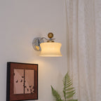 Adorn Metal Glass Wall Sconce Modern LED Bedroom Dining Room Hallway — Beige White