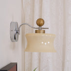 Adorn Metal Glass Wall Sconce Modern LED Bedroom Dining Room Hallway — Beige White