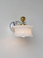 Adorn Metal Glass Wall Sconce Modern LED Bedroom Dining Room Hallway — Beige White