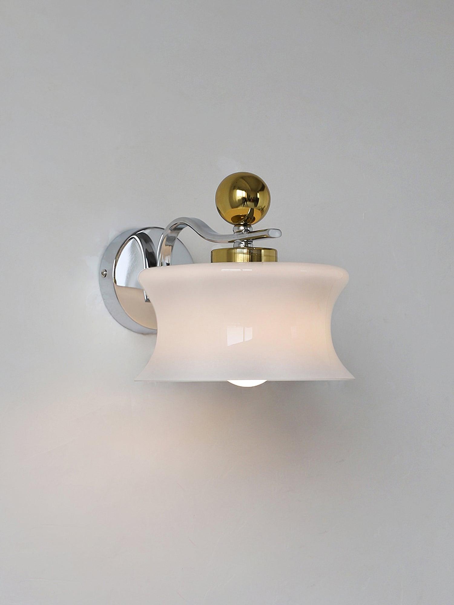 Adorn Metal Glass Wall Sconce Modern LED Bedroom Dining Room Hallway — Beige White