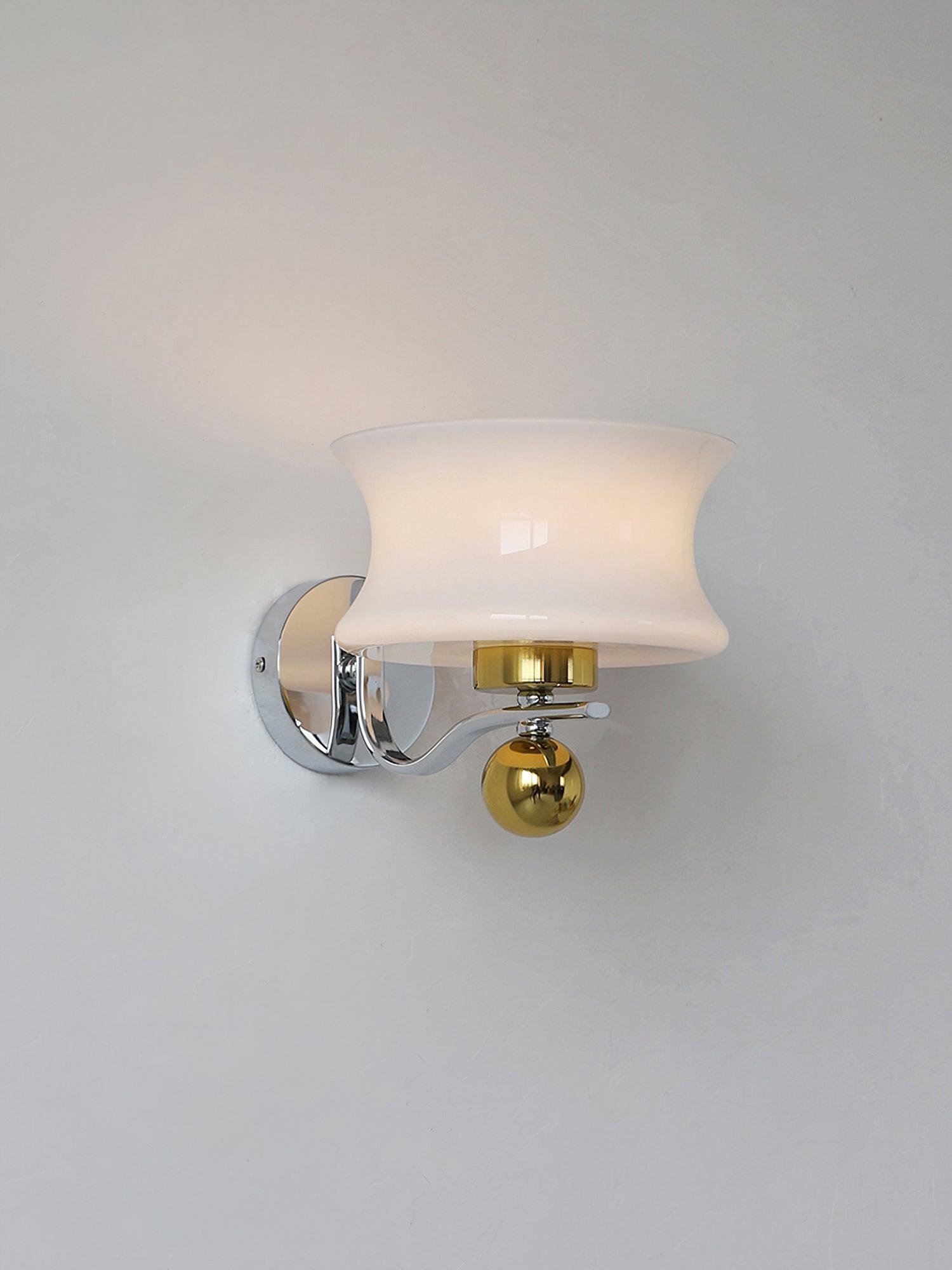 Adorn Metal Glass Wall Sconce Modern LED Bedroom Dining Room Hallway — Beige White
