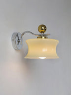 Adorn Metal Glass Wall Sconce Modern LED Bedroom Dining Room Hallway — Beige White