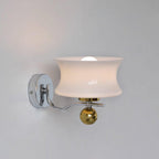 Adorn Metal Glass Wall Sconce Modern LED Bedroom Dining Room Hallway — Beige White