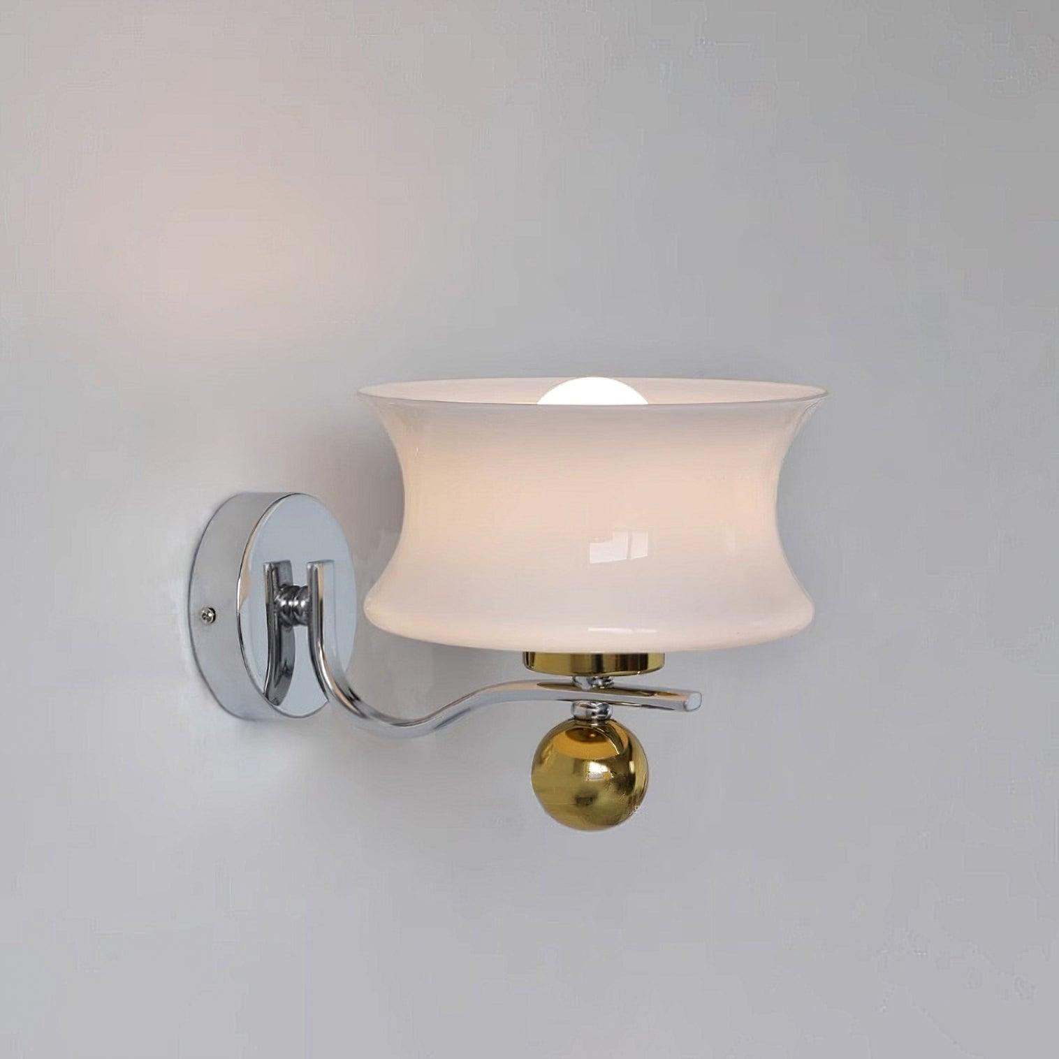 Adorn Metal Glass Wall Sconce Modern LED Bedroom Dining Room Hallway — Beige White