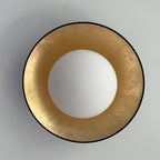 Mid-Century Flush Mount Ceiling Lamp Black Gold Rounded Shade Bedroom Dining Room — 17 Inch