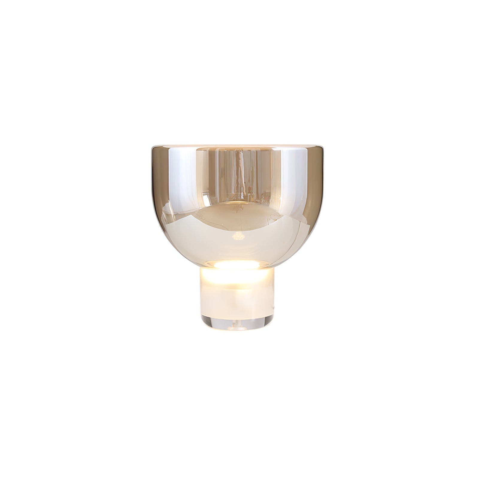 Classic American Cone Glass Table Lamp Dimmable Luxury Bedside Living Room — Cognac Smoke Grey