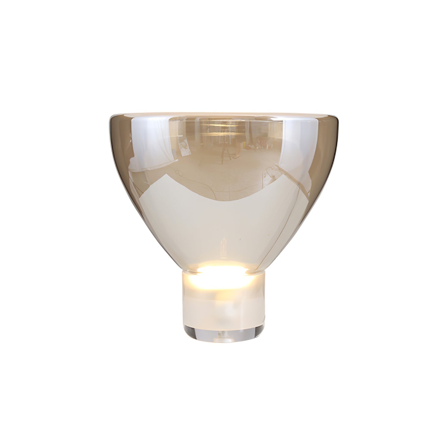 Classic American Cone Glass Table Lamp Dimmable Luxury Bedside Living Room — Cognac Smoke Grey