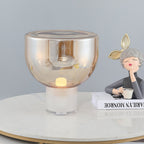 Classic American Cone Glass Table Lamp Dimmable Luxury Bedside Living Room — Cognac Smoke Grey