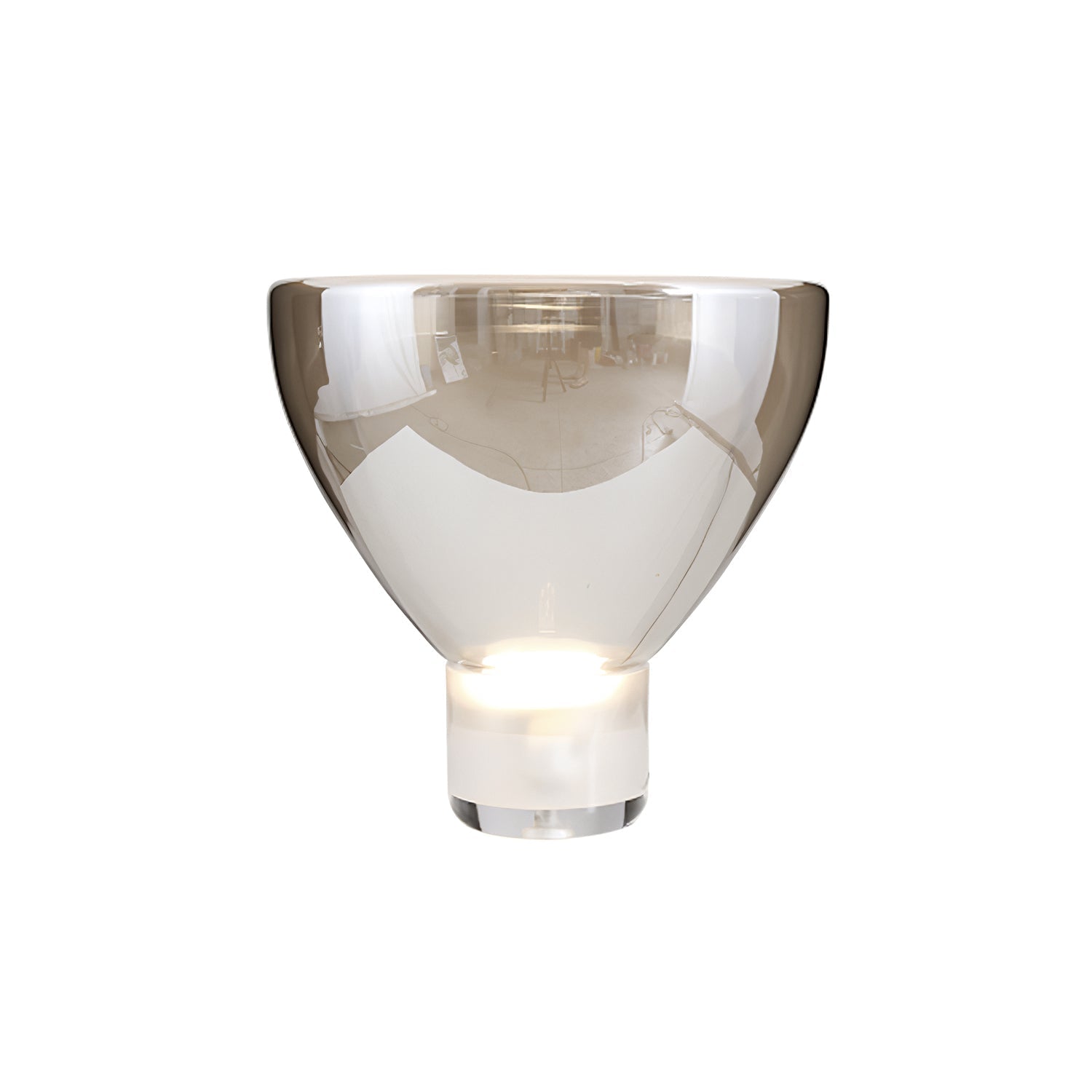 Classic American Cone Glass Table Lamp Dimmable Luxury Bedside Living Room — Cognac Smoke Grey