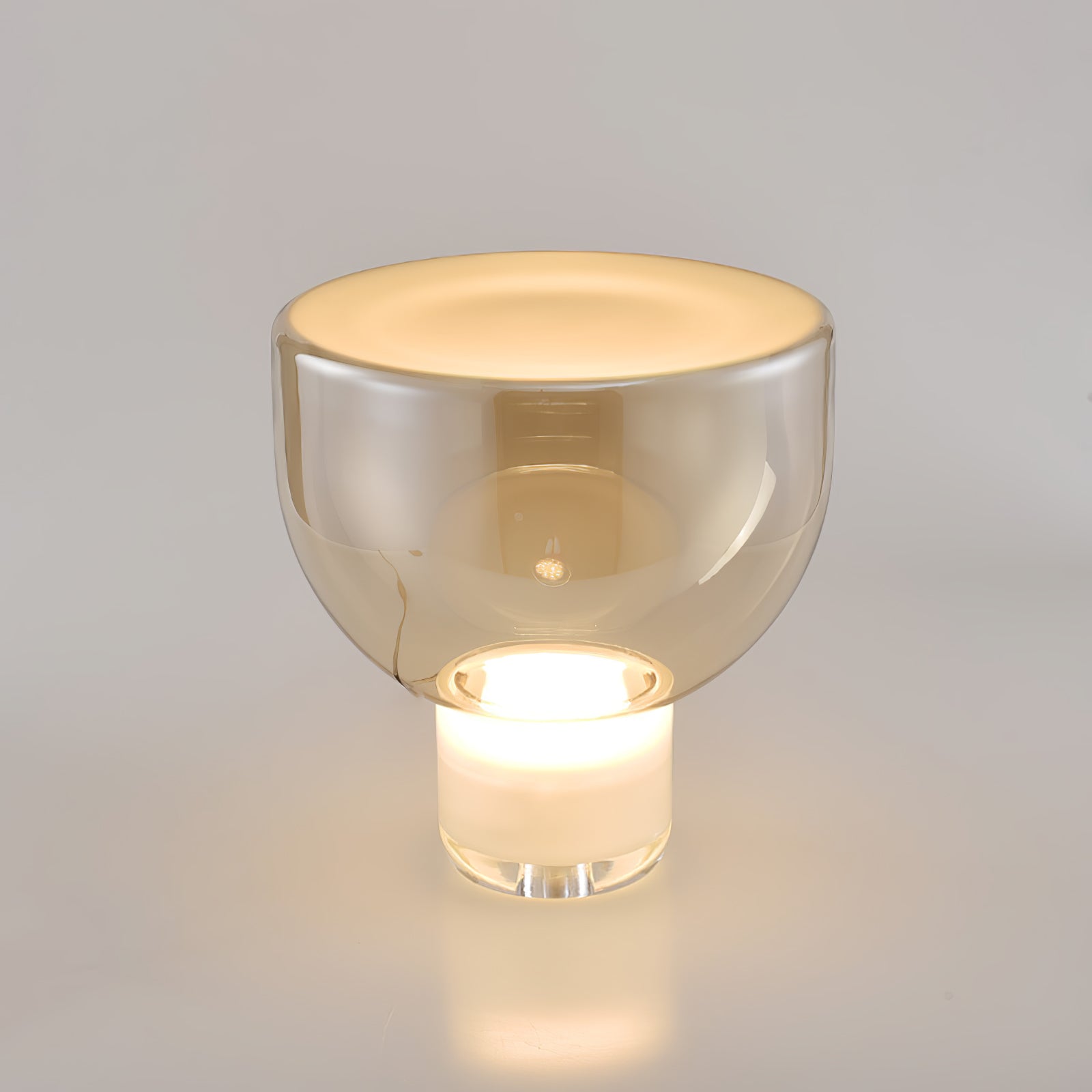 Classic American Cone Glass Table Lamp Dimmable Luxury Bedside Living Room — Cognac Smoke Grey