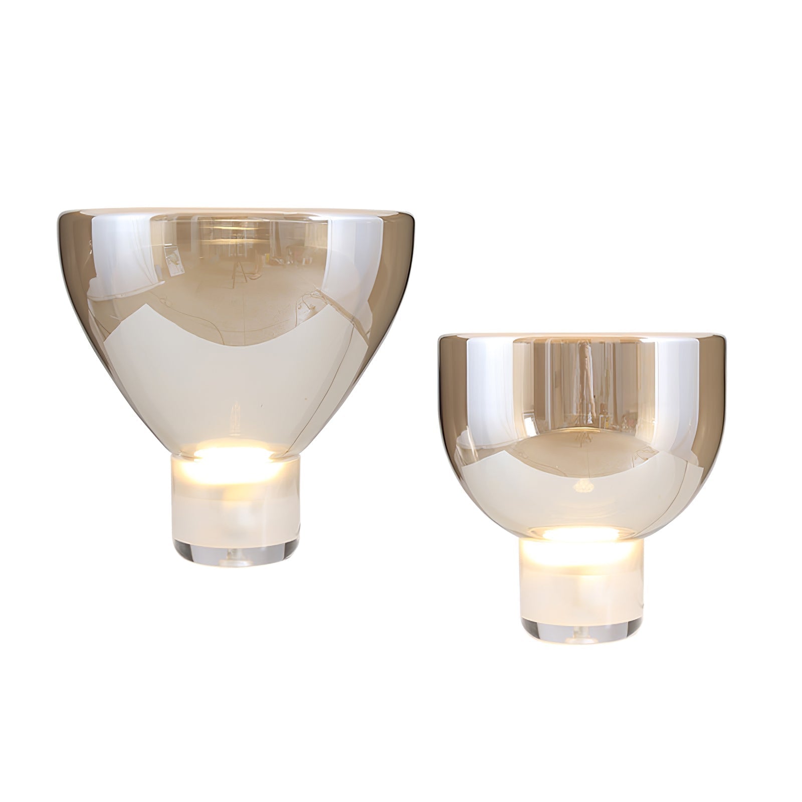 Classic American Cone Glass Table Lamp Dimmable Luxury Bedside Living Room — Cognac Smoke Grey