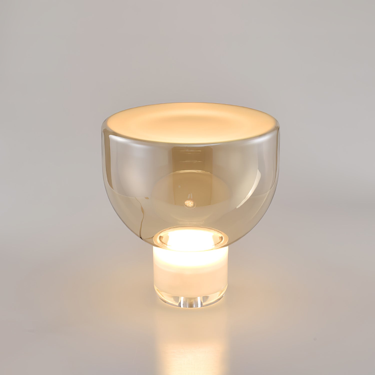 Classic American Cone Glass Table Lamp Dimmable Luxury Bedside Living Room — Cognac Smoke Grey