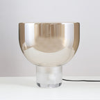Classic American Cone Glass Table Lamp Dimmable Luxury Bedside Living Room — Cognac Smoke Grey