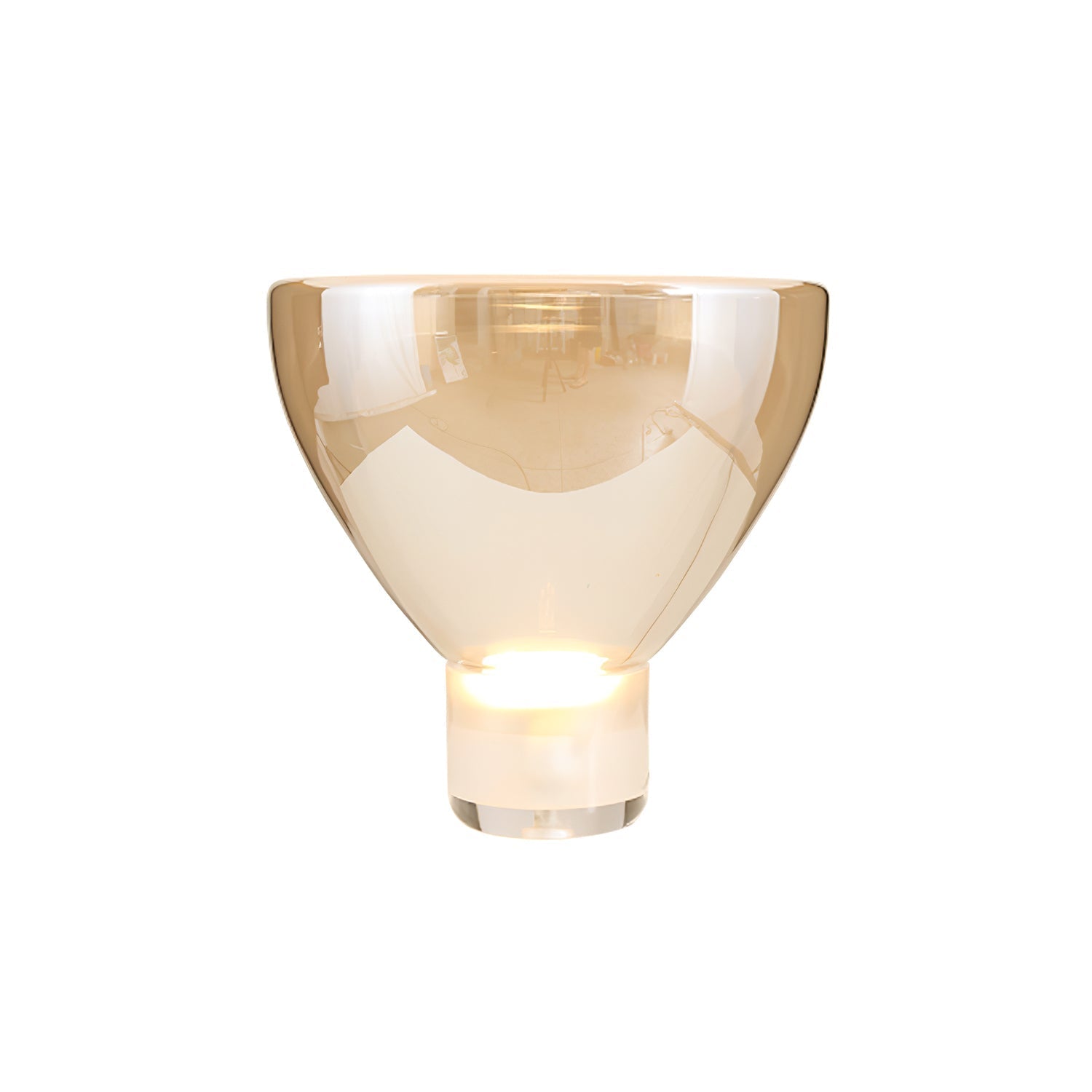 Classic American Cone Glass Table Lamp Dimmable Luxury Bedside Living Room — Cognac Smoke Grey