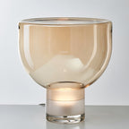 Classic American Cone Glass Table Lamp Dimmable Luxury Bedside Living Room — Cognac Smoke Grey
