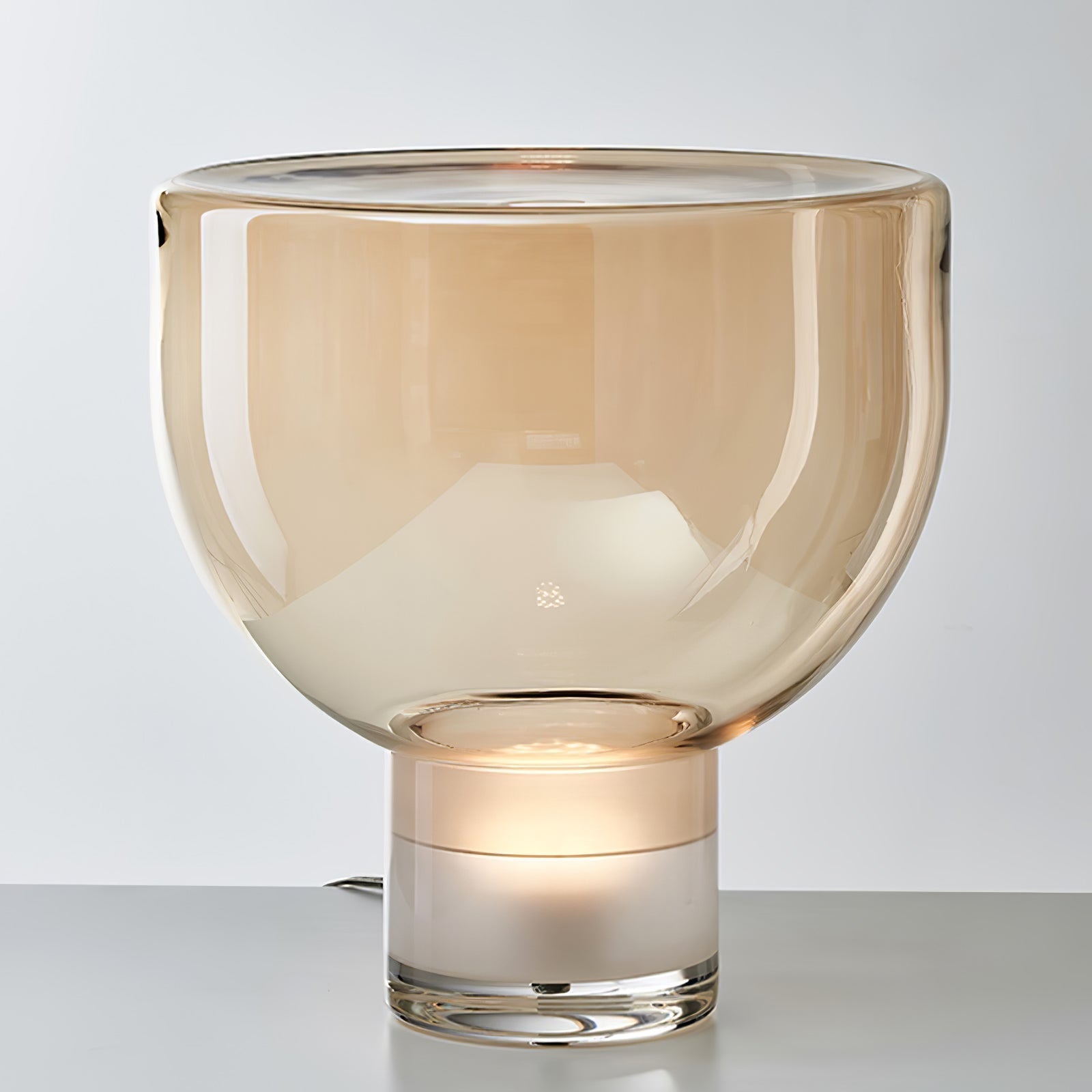 Classic American Cone Glass Table Lamp Dimmable Luxury Bedside Living Room — Cognac Smoke Grey