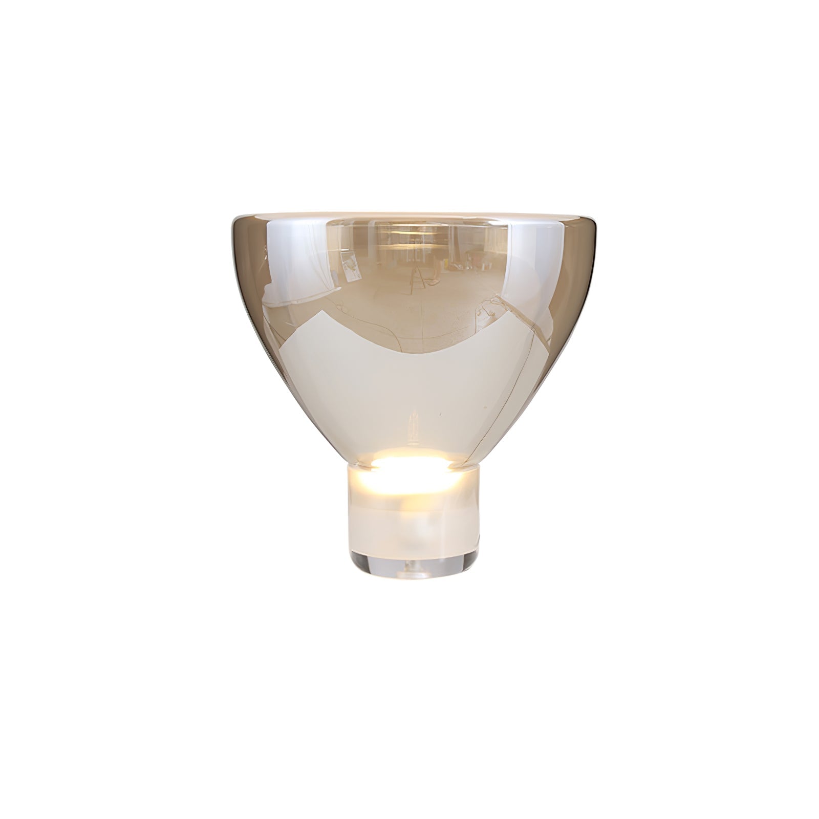 Classic American Cone Glass Table Lamp Dimmable Luxury Bedside Living Room — Cognac Smoke Grey