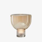 Classic American Cone Glass Table Lamp Dimmable Luxury Bedside Living Room — Cognac Smoke Grey