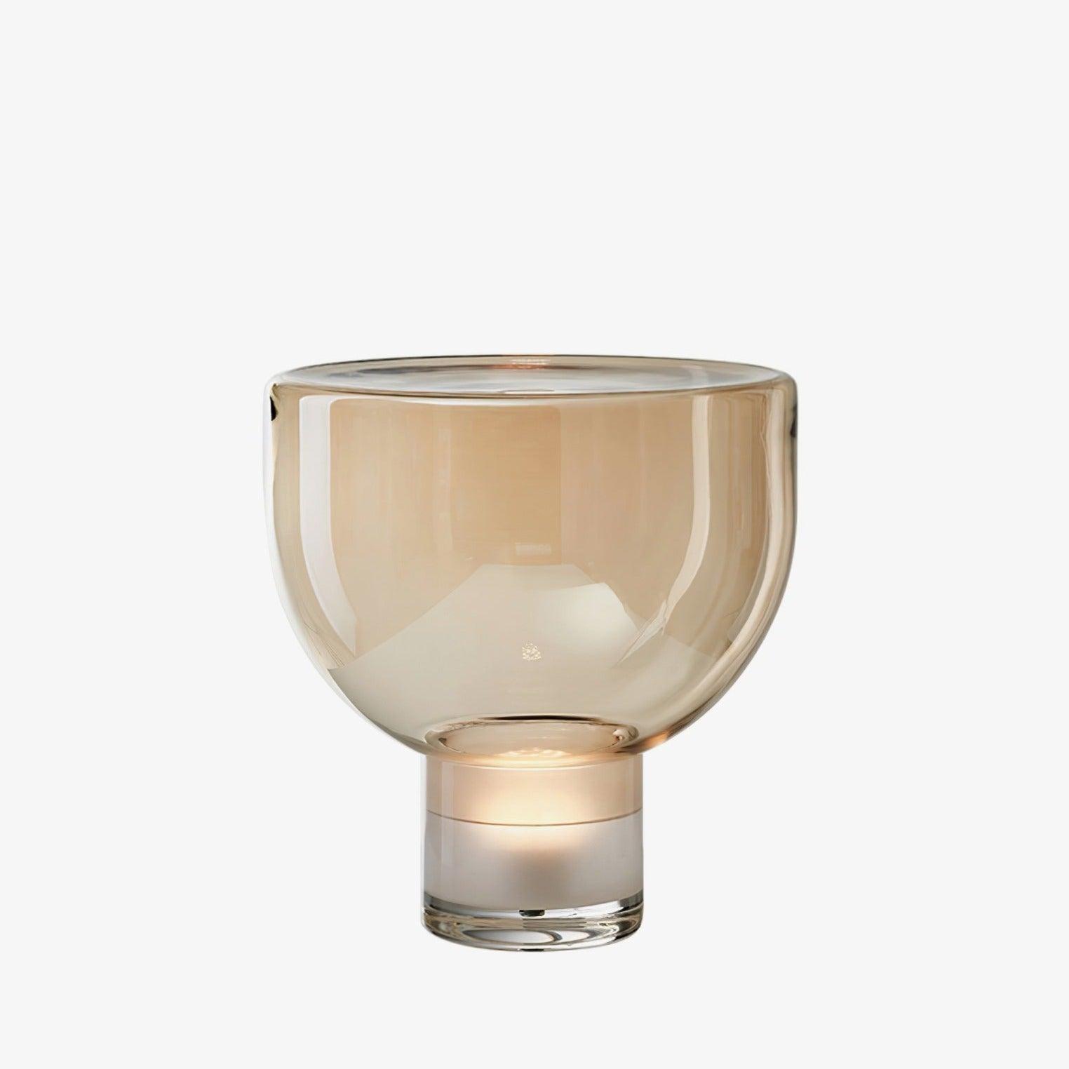 Classic American Cone Glass Table Lamp Dimmable Luxury Bedside Living Room — Cognac Smoke Grey