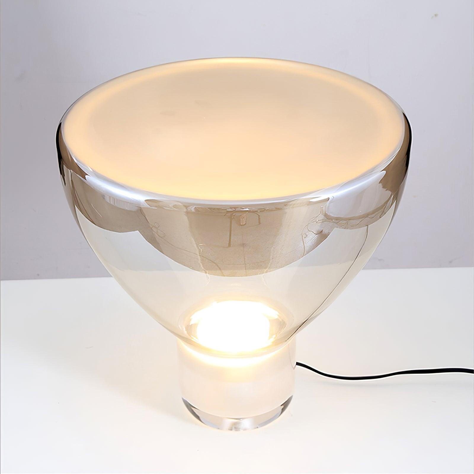 Classic American Cone Glass Table Lamp Dimmable Luxury Bedside Living Room — Cognac Smoke Grey