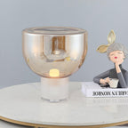 Classic American Cone Glass Table Lamp Dimmable Luxury Bedside Living Room — Cognac Smoke Grey