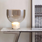 Classic American Cone Glass Table Lamp Dimmable Luxury Bedside Living Room — Cognac Smoke Grey