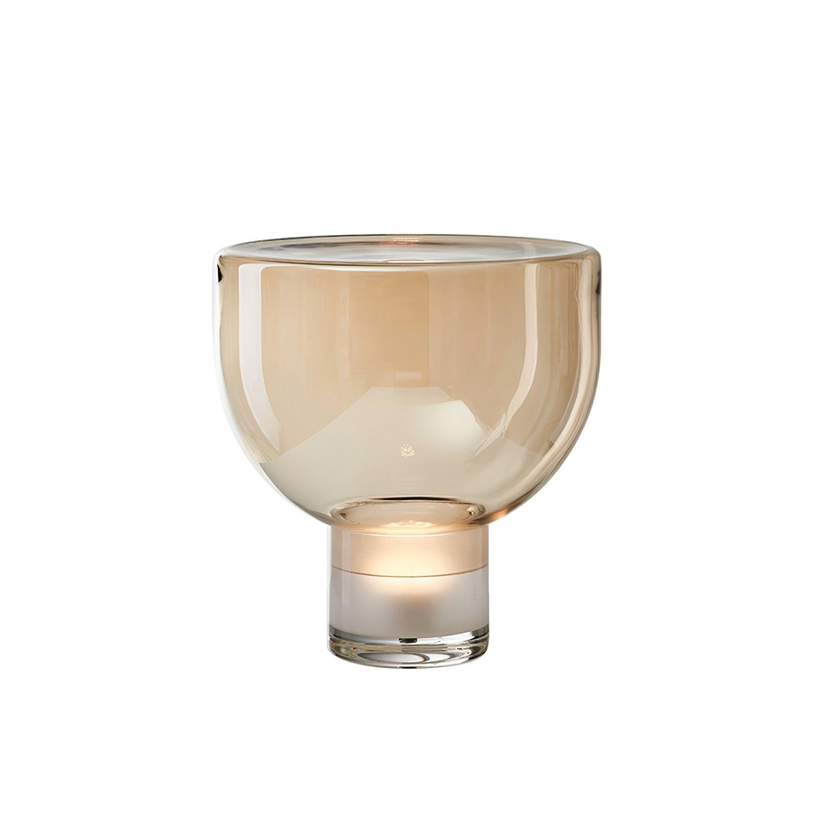 Classic American Cone Glass Table Lamp Dimmable Luxury Bedside Living Room — Cognac Smoke Grey