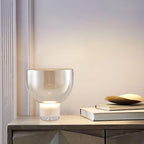 Classic American Cone Glass Table Lamp Dimmable Luxury Bedside Living Room — Cognac Smoke Grey