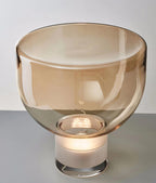 Classic American Cone Glass Table Lamp Dimmable Luxury Bedside Living Room — Cognac Smoke Grey