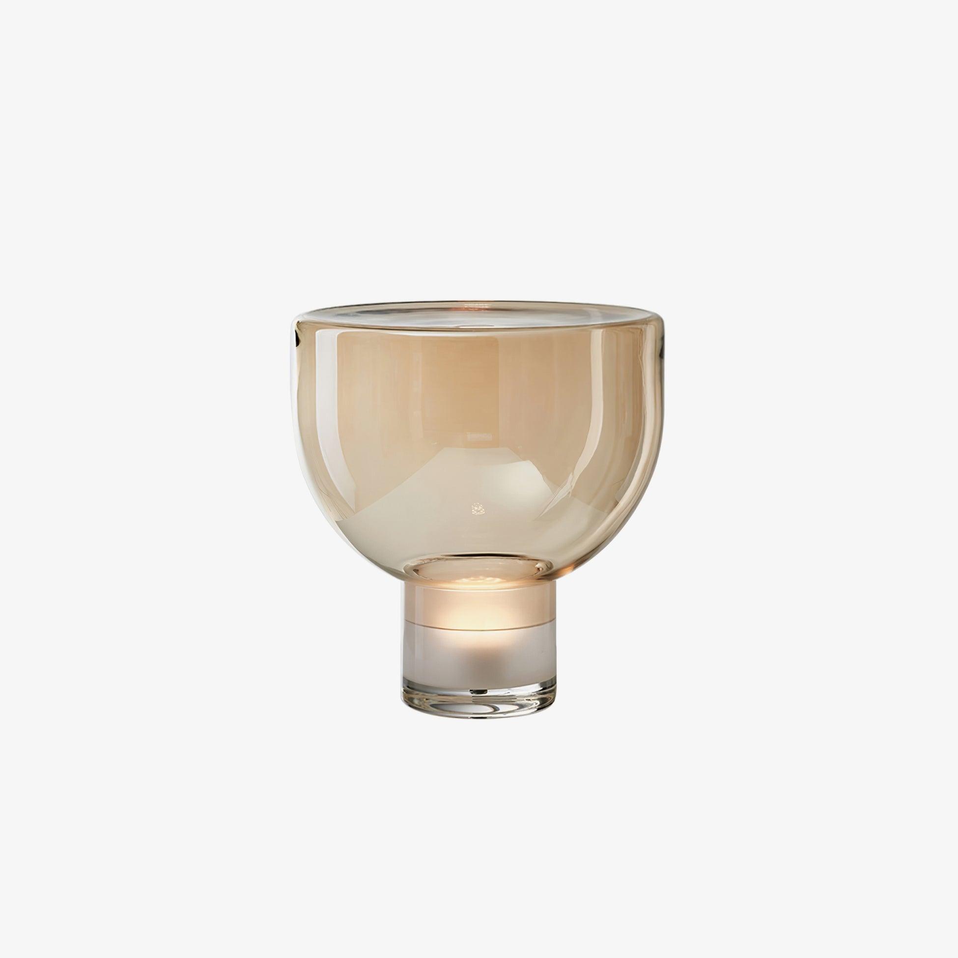 Classic American Cone Glass Table Lamp Dimmable Luxury Bedside Living Room — Cognac Smoke Grey