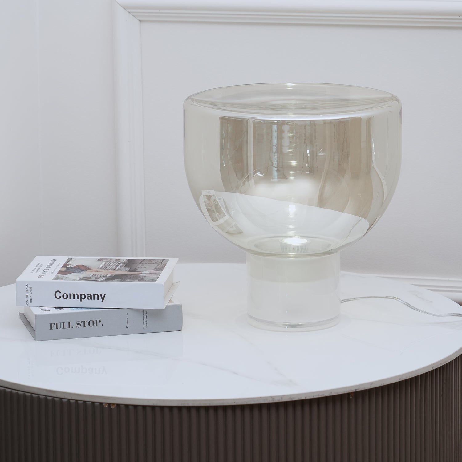 Classic American Cone Glass Table Lamp Dimmable Luxury Bedside Living Room — Cognac Smoke Grey