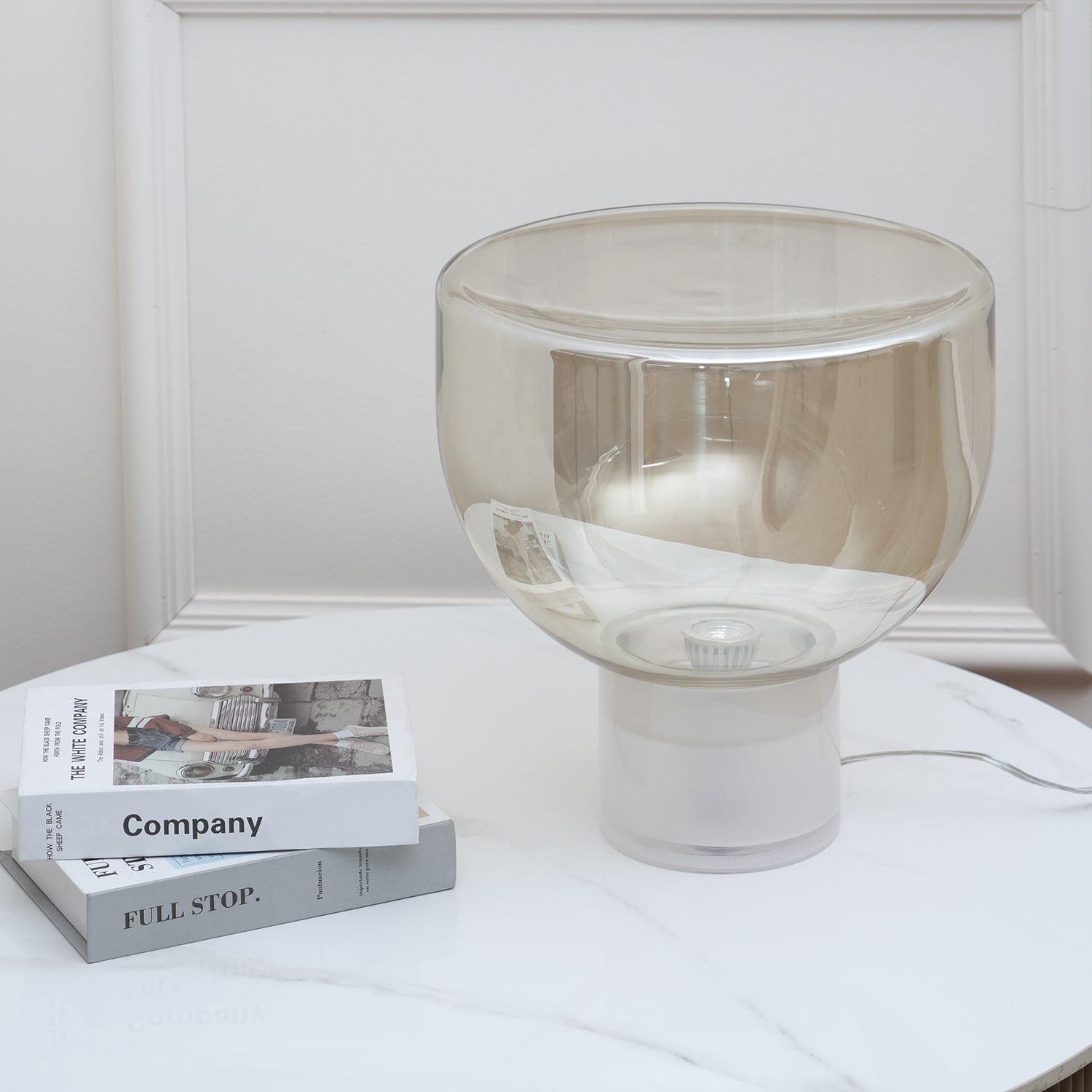 Classic American Cone Glass Table Lamp Dimmable Luxury Bedside Living Room — Cognac Smoke Grey