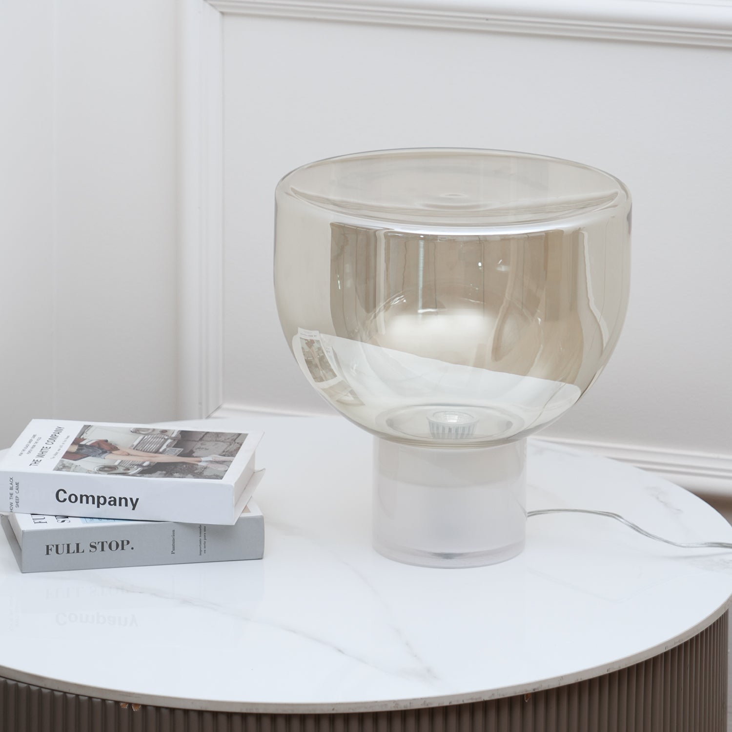 Classic American Cone Glass Table Lamp Dimmable Luxury Bedside Living Room — Cognac Smoke Grey